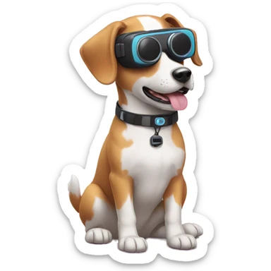 dog with vr set sticker