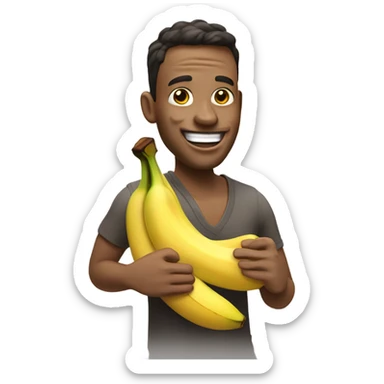 ‘Create an emoji of a man eating a banana that is dripping with coconut milk’ sticker