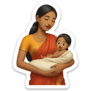 indian mother and infant sticker