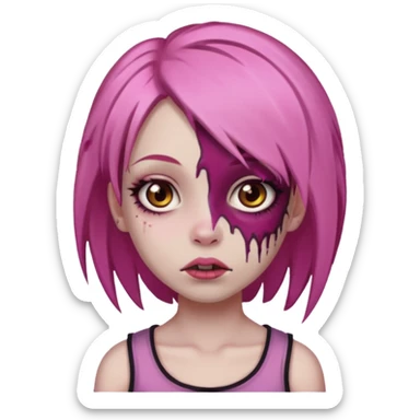Zumbi girl with Pink hair and brown eyes sticker