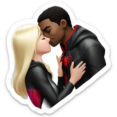 Spider-Man miles morales kissing gwen Stacey  sticker