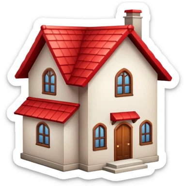 house with a red roof sticker