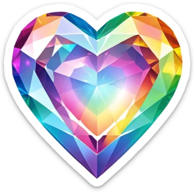 Sparkly rainbow diamond heart sticker
