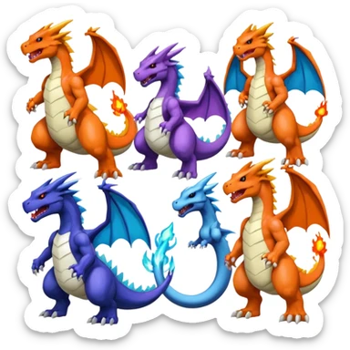 Charizard-Bulkmon-Canoweissmon-Darkdramon-Cybermon-Digimon-creature sticker