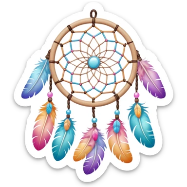 Mini pastel dreamcatcher with white wooden frame  sticker