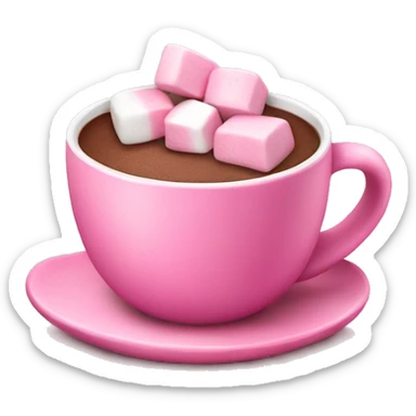 hot chocolate pink cup with marshmallows pink sticker