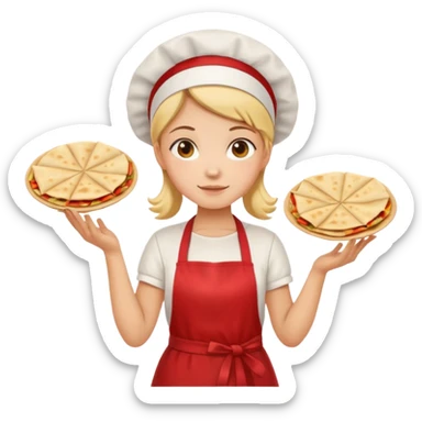 girl white t-shirt red apron with a piadina in her hands sticker