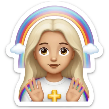 girl jesus rainbows mini aussie sticker