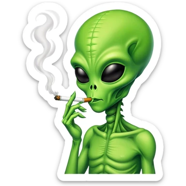 alien smoking a joint sticker
