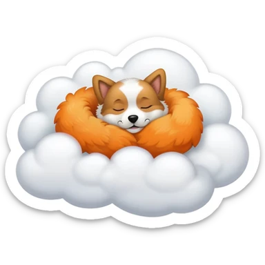 Bague dog with Orange necklace sleeping in cloud sticker