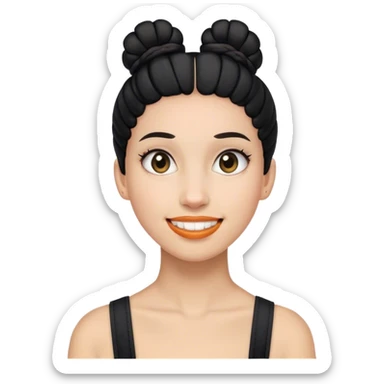 Write woman with black bun, and braces sticker