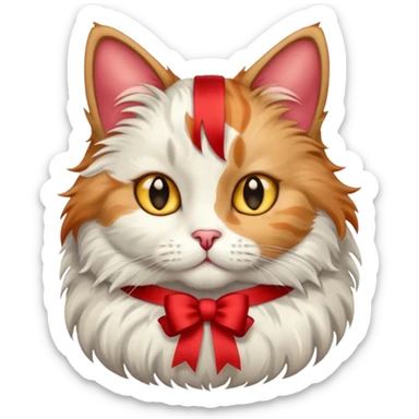 Dilute calico cat with ribbon sticker