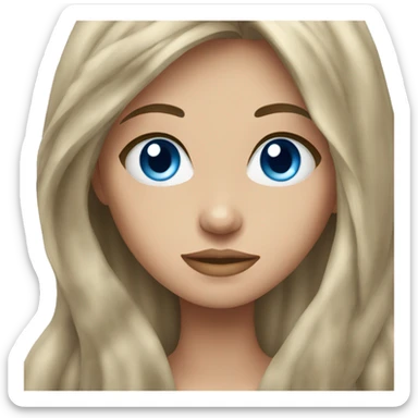 Girl with blue eyes chatain hair long hair  sticker