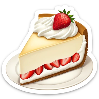 Cheesecake slice with whipped cream and strawberries  sticker