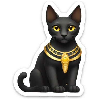 Black godly ethereal majestic Egyptian Cat. Golden Anubis-Rings and yellow markings. Full body sticker