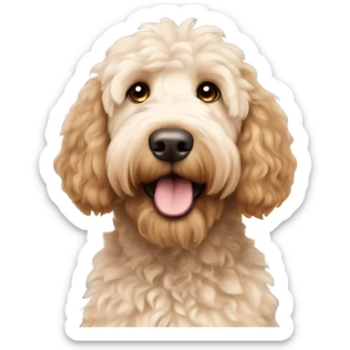 fluffy light brown golden doodle sticker