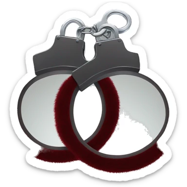 Dark red fuzzy handcuffs sticker