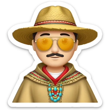 man with fashion pancho sunglasses sticker