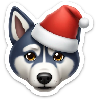 a husky with a Santa hat sticker