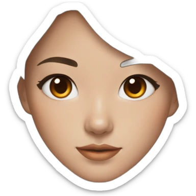 beautiful Asian woman with long brown hair brown almond-shaped eyes, with cat eye makeup and orange usb key on necklace sticker