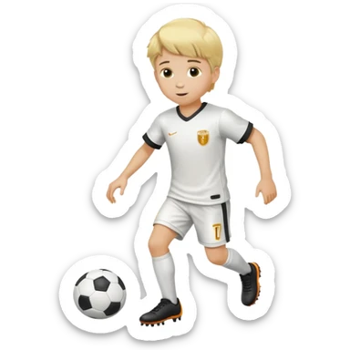 Un chico rubio con equipación de fútbol y un balón en los pies  sticker