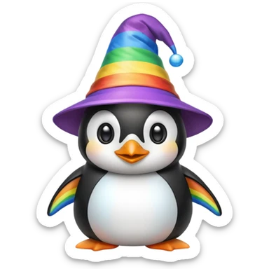 penguin being gay with a wizard hat sticker