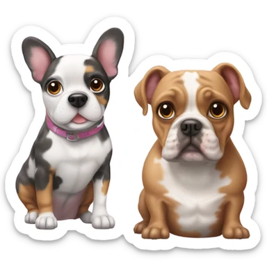 Weenie dog and a Merle french bulldog  sticker