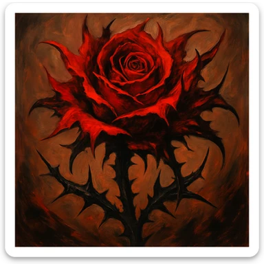 a bold, savage rose with unruly petals and dangerous thorns, full of drama sticker