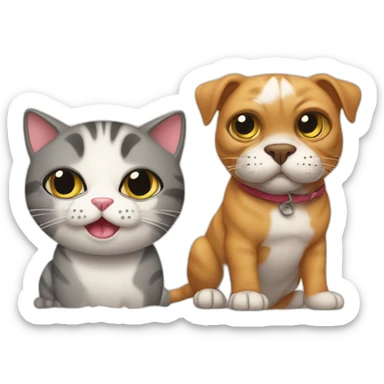 cat and xl bully sticker