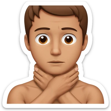 a guy with crossed hands on his neck pretending he is choking  sticker