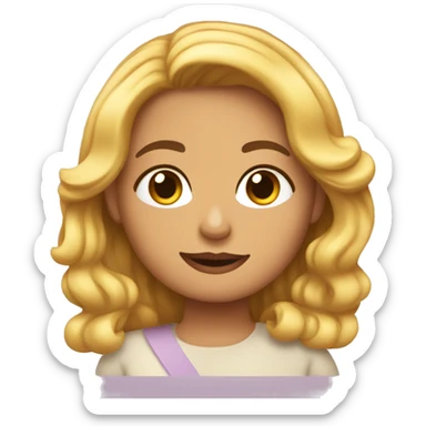 Un emojis de una chica rizada morenita con un lásito risado  sticker