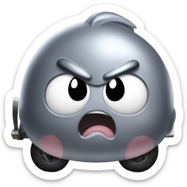 Metal cute mad Kirby bubble Gray ball driving on car wheels with mad eyebrows game sticker