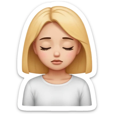 A cute emoji girl closing eyes and being sad cute  sticker