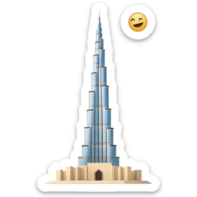 Burj Khalifa in coconut beige color, emoji style, simple and clean, minimalism, soft tones sticker