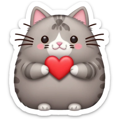 Pusheen cat red heart kawaii cute sticker