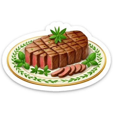Rare steak slices on fancy plate sticker