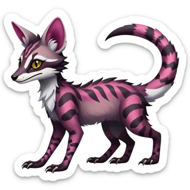 Feral Rare Fantasy dark vibrant Vernid-Sergal-Genet-species-animal-creature by LiLaiRa, random markings, tufted ears, full body, 4 legs sticker
