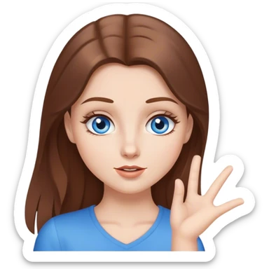 White girl brown hair blue eyes, telling facts , speaking and looking like a diva pose sticker