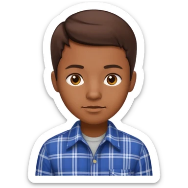 Black software engineer, short brown hair, plaid shirt, sophisticated look sticker