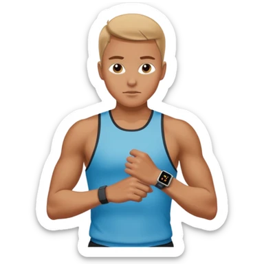 An athlete looking at their smart watch after running sticker