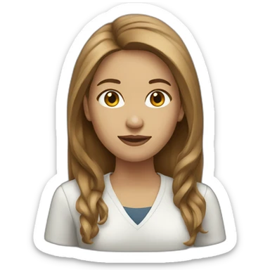 journalist female brown long hair light skin sticker