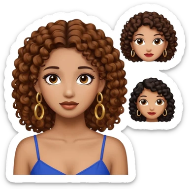 One, Puerto Rican, fair skin brown hair it has to be straight with earrings and makeup. I would like the earrings to be hoop and my best friend by my side is caramel skin color with curly black hair. sticker