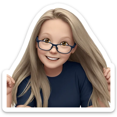 smiling girl with glasses sticker
