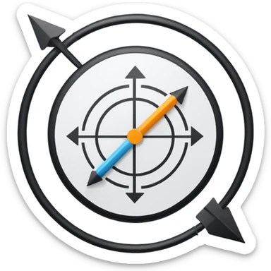 Minimalistic flat vector icon, iOS style, thin black contour on white background. Circular arrows forming a loop with a small task board inside. Clean, no text, no shadows sticker