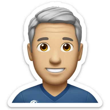 Tech leader with short brown and gray hair, dark eyes, playing pickleball sticker
