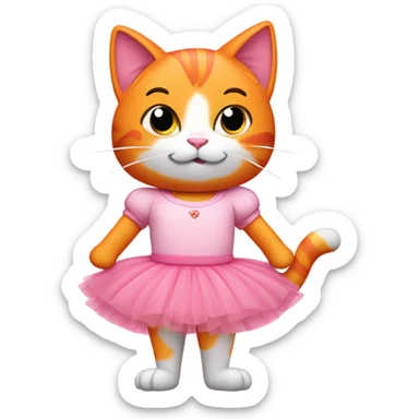 Orange cat wearing pink tutu and a shirt that says princess peach  sticker