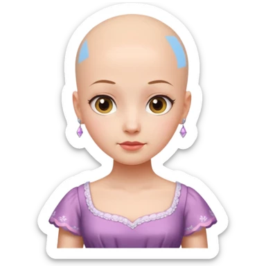 create pretty girl with bald head and pretty dress shot is waist close sticker