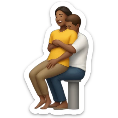 Women sitting on top of the man's shoulder one sisded sticker