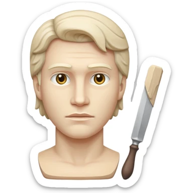 
half sculpture, with chisel, david sticker