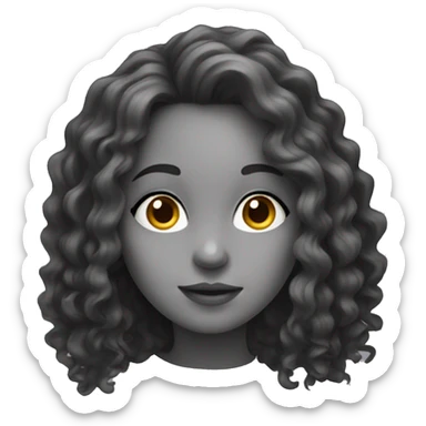 girl with long curly defined hair looking side sticker